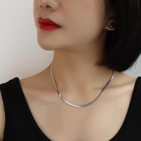 Jewelry - NEW 925 STERLING SILVER HERRINGBONE FLAT NECKLACE, NICE NECKLACE, CUTE NECKLACE